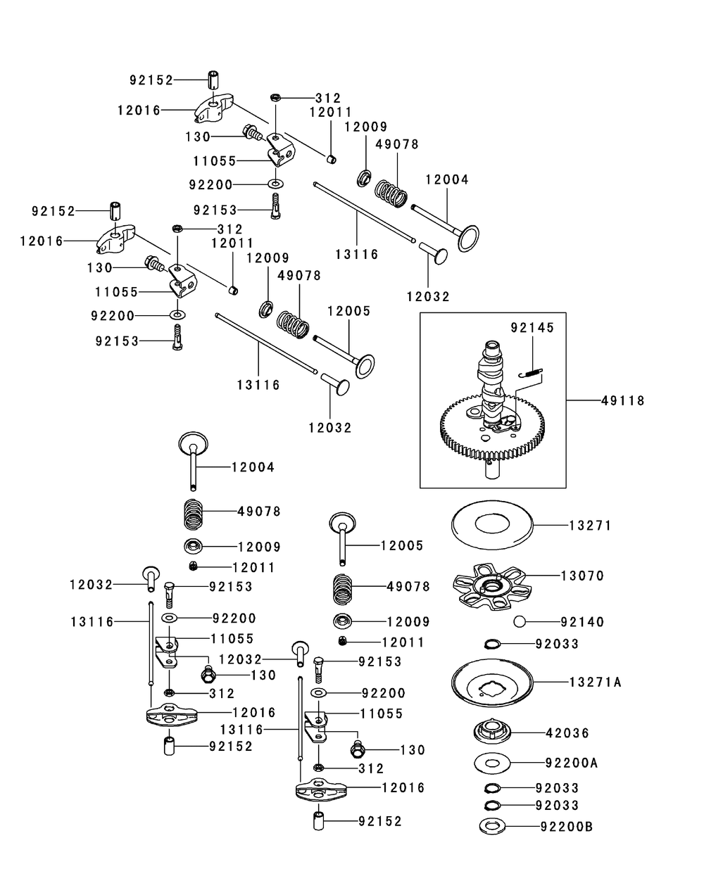 Kawasaki Fr730v-As05 Valve And Camshaft Diagram and Parts List for Z-FORCESZ48 (17AIDGHB-17AIDGHB010)(2015) Cub Cadet Lawn Tractor